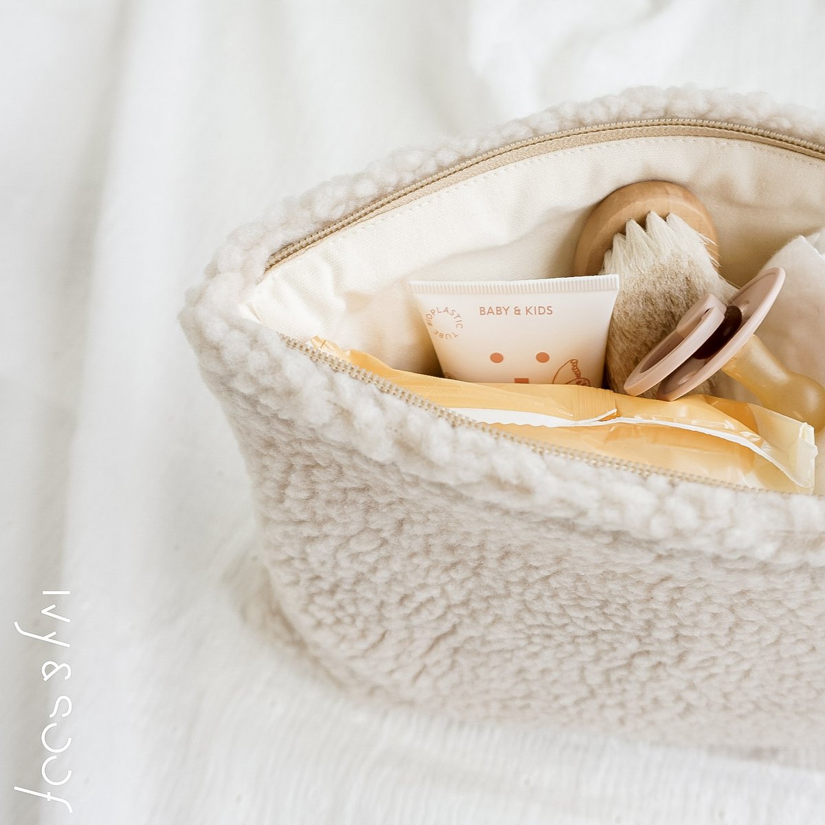 Teddy Federmäppchen | beige | Aufbewahrungsbeutel | Wickeltasche | Kulturbeutel