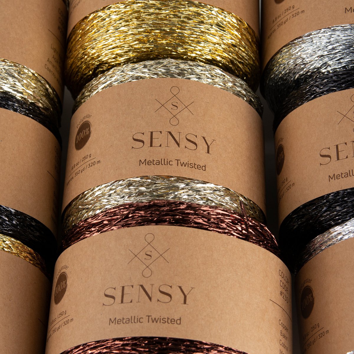 Sensy Premium 350 iarde % 100 filato ritorto metallizzato poliestere