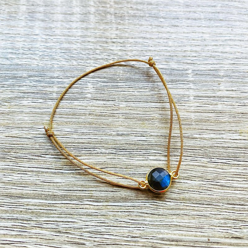 Alba natural stone silver gilt sliding cord bracelet