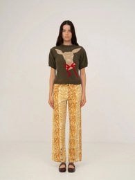 Jeans in denim con stampa cervo