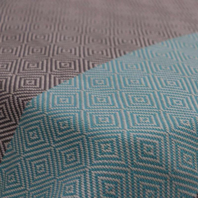 Copriletto in cotone Diamond grigio e verde turchese