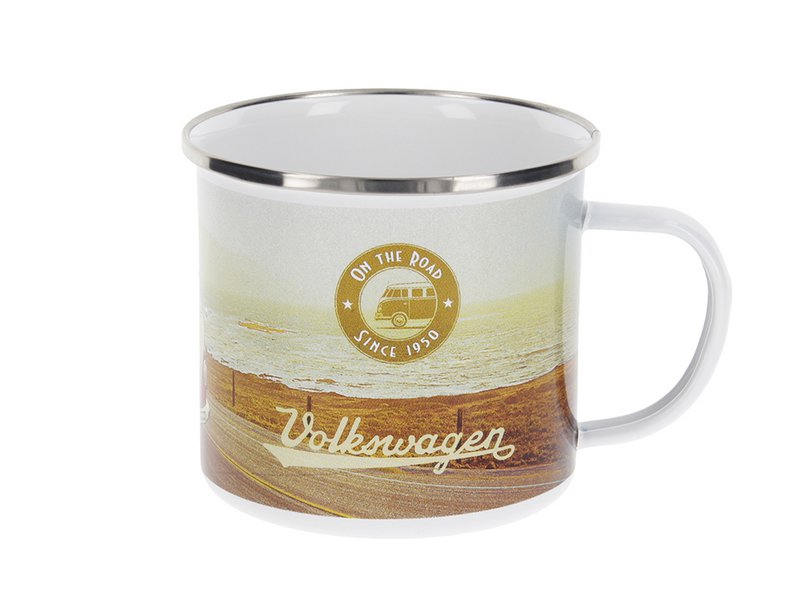 Volkswagen VW T1 Bus - Tazza smaltata da 500 ml in confezione regalo, autostrada/multicolore