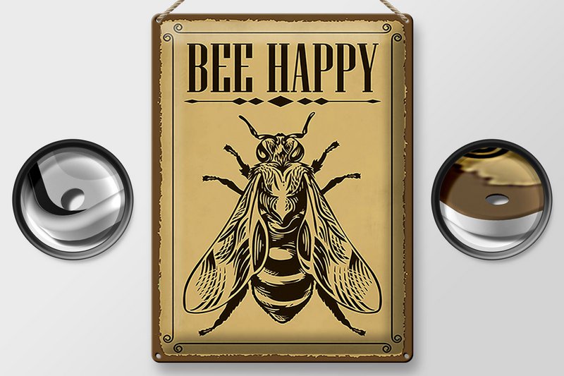 Tin sign note 30x40cm Bee happy bee honey beekeeping