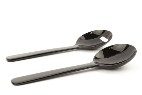 Round cutlery in plain black horn
