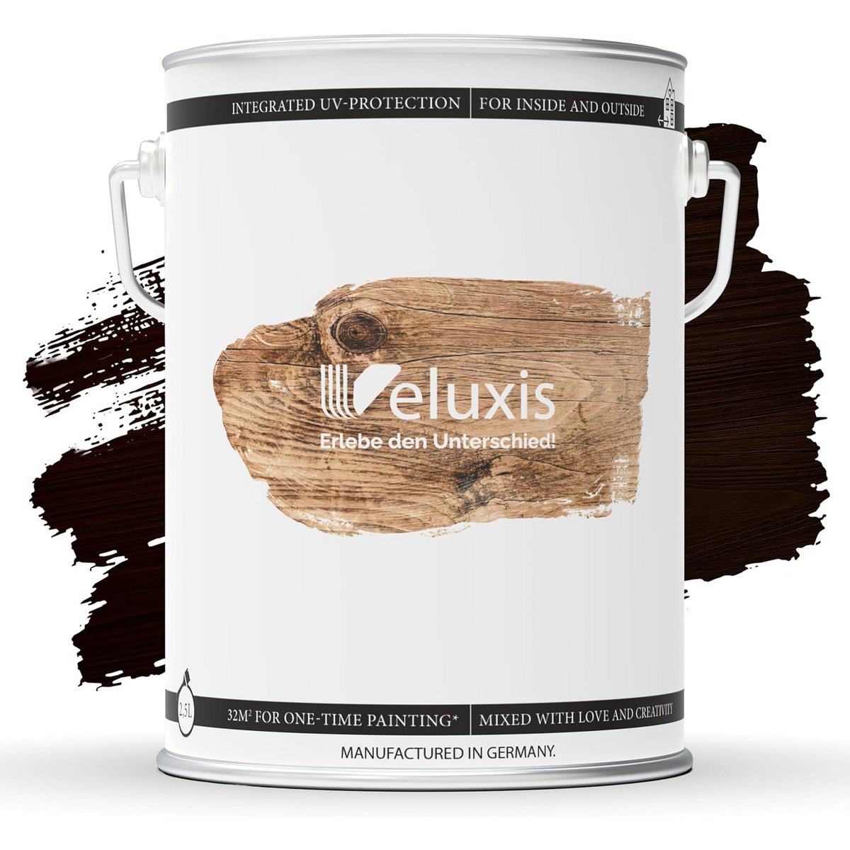 Veluxis® Hochwertige Holzlasur für Innen und Außen - 2,5 Liter, seidenglänzend, lösemittelfrei und UV-stabil, wetterfest - Made in Germany (Kiefer)