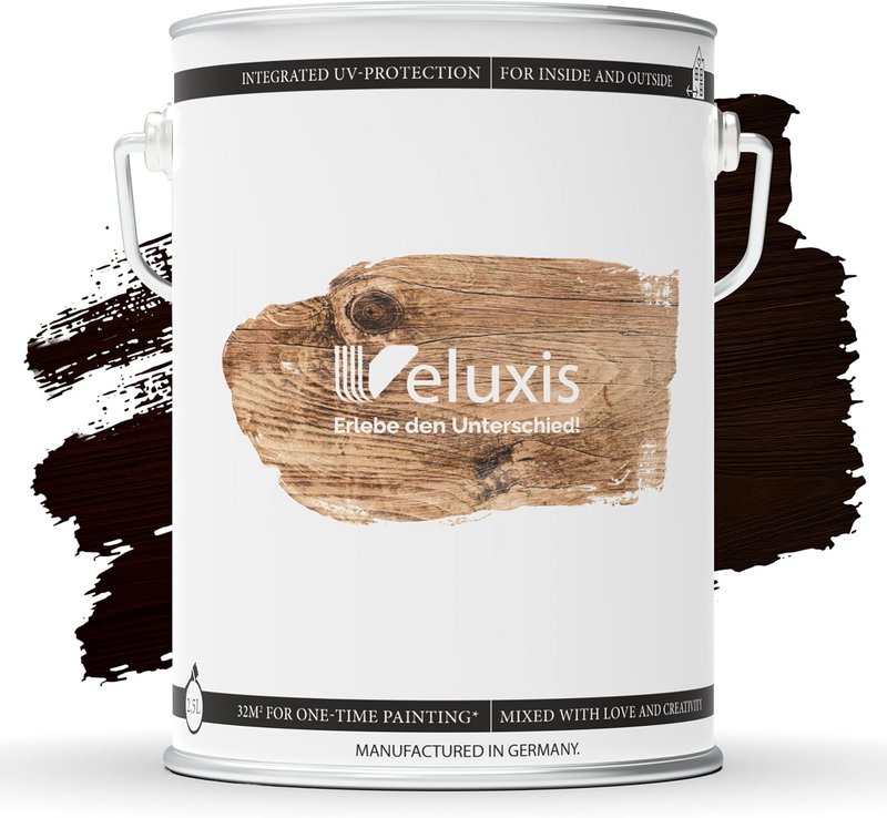 Veluxis® Hochwertige Holzlasur für Innen und Außen - 2,5 Liter, seidenglänzend, lösemittelfrei und UV-stabil, wetterfest - Made in Germany (Kiefer)