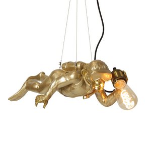 Diver Dave ceiling light, gold, polyresin/metal, 45.5x22x18 cm