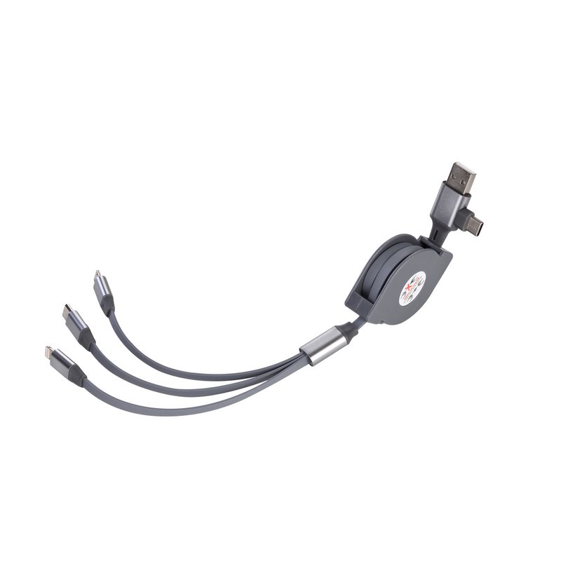 Cable 3-en-1 avec Connecteurs Iphone, Smartphone