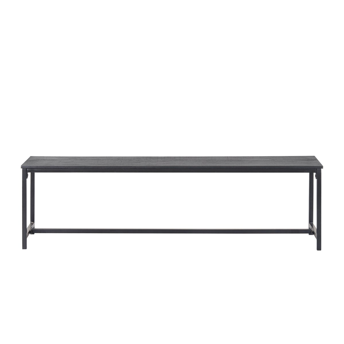 Brushed Charcoal Metal & Black Mango Wood Bench – Modern Industrial Design