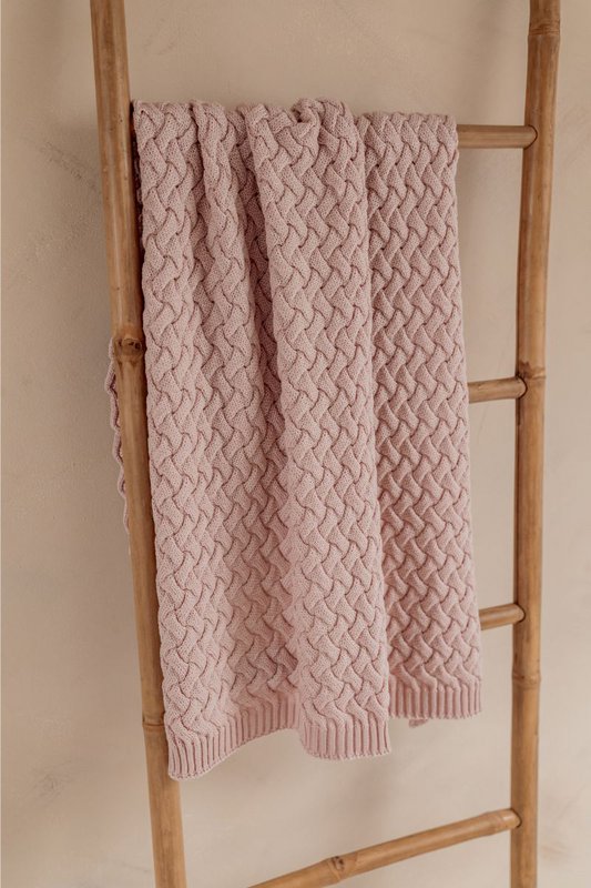 Coperta per bebè FLUFFY - 100% lana merino - rosa cipria