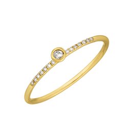 Anillo pequeño, diamante blanco, oro amarillo de 14 quilates