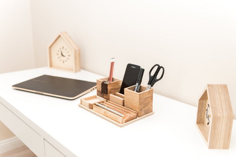 Organisateur de bureau en bois, organisateur de bureau en bois