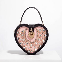 Saint Tropez Diamond Heart Velour Aftentaske