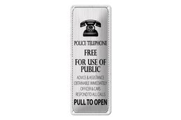 Targa in metallo con scritta 27x10 cm Telefono della polizia Gratuito per l'uso come cartello decorativo pubblico