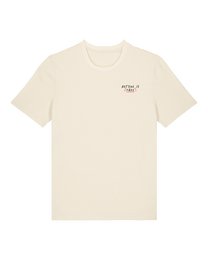 Natural cream unisex cycling t-shirt with inspirational text print, short sleeves, comfortable fit