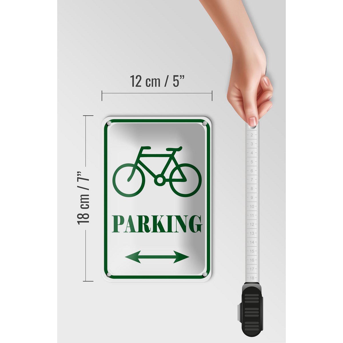 Tin sign notice 12x18cm bicycle parking white-green decoration