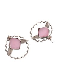 Stud Earrings | Plated Contemporary Oxidised Finish | Silver