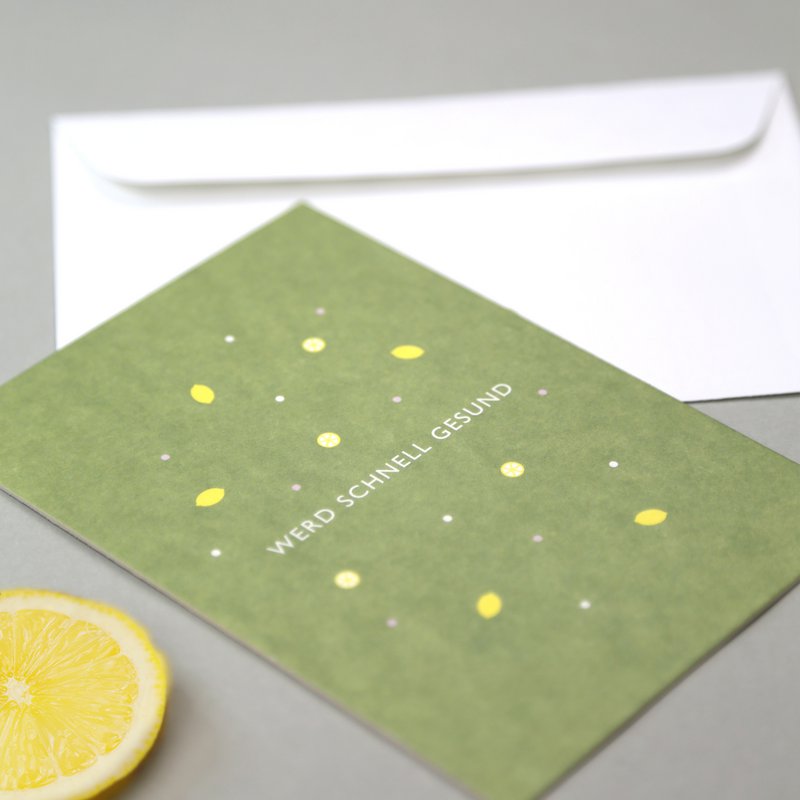 Postkarte Holzschliff Leni Zitrone