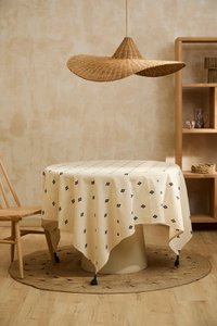 Ecru cotton tablecloth with Kobe print
