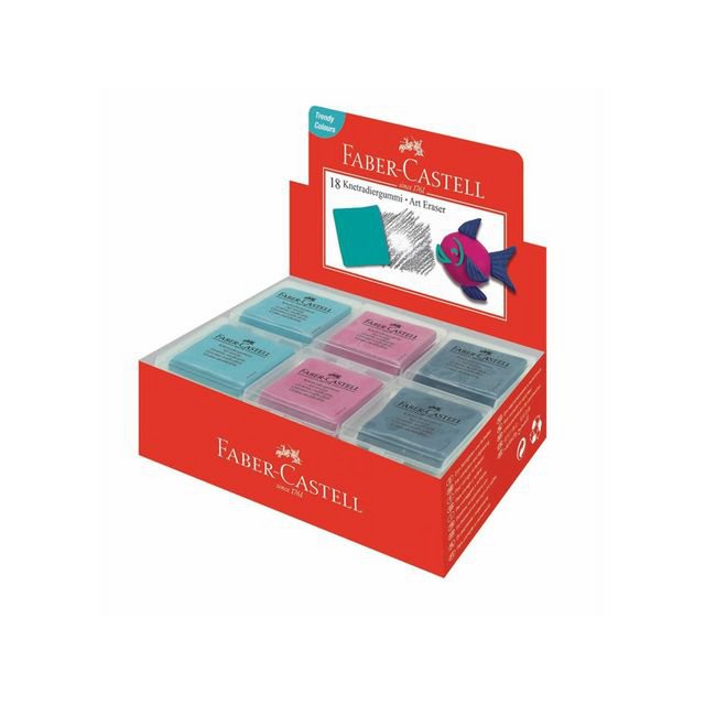 Kneadable eraser FC Trend ass. 18pcs. in displ pink, blue and turquoise