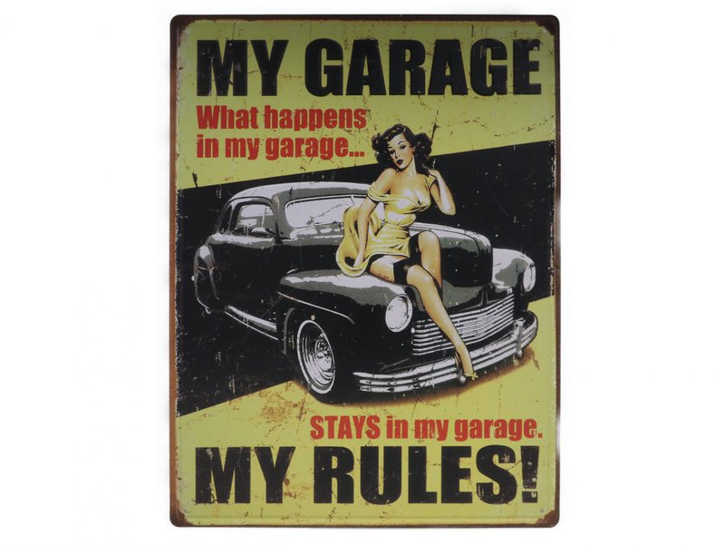 Mon garage mes règles Retro Wandbord 40x30
