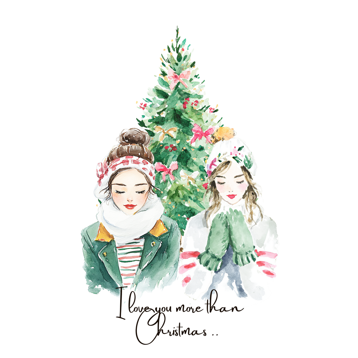 Duurzame kerstkaart - Christmas girls