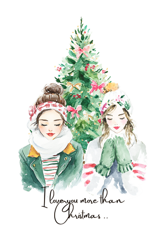 Duurzame kerstkaart - Christmas girls
