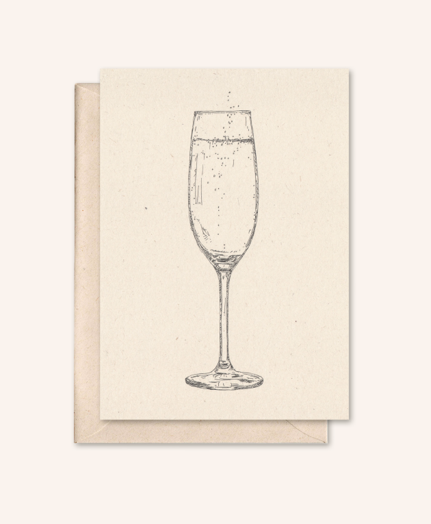Bæredygtigt kort + kuvert | Prosecco | hyldeblomst