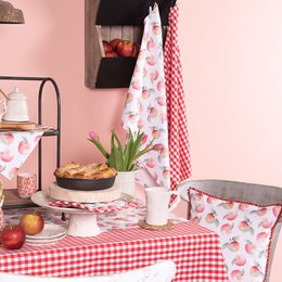 Theedoek 50x70 cm Rood Wit Katoen Appel Keukenhanddoek
