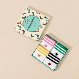 Set van 4 sokken met witte strepen en hartjes voor dames I 35-41