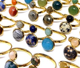 Stainless steel gemstone rings with a setting of 10 and 8mm (10 pieces)