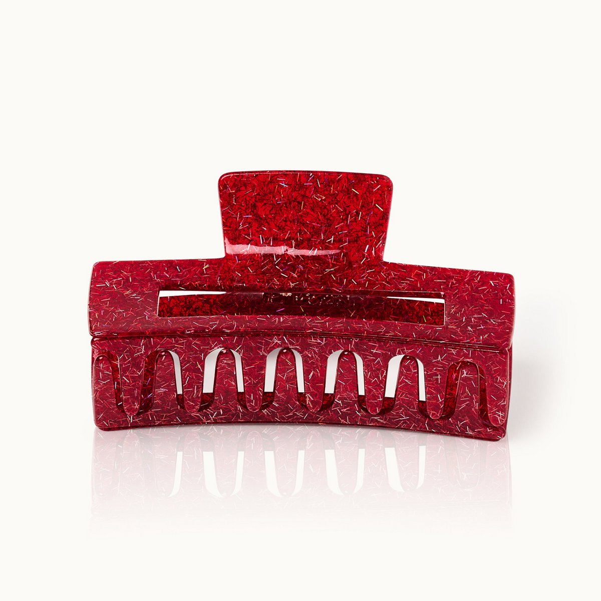 Haarklammer XL Rød Glitter
