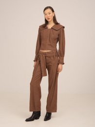 District Brown Denim Bluse