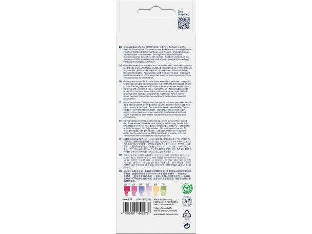 Duo watercolor marker FC Goldfaber case 6 pcs. Flowers color nos: 112, 229, 107,119,