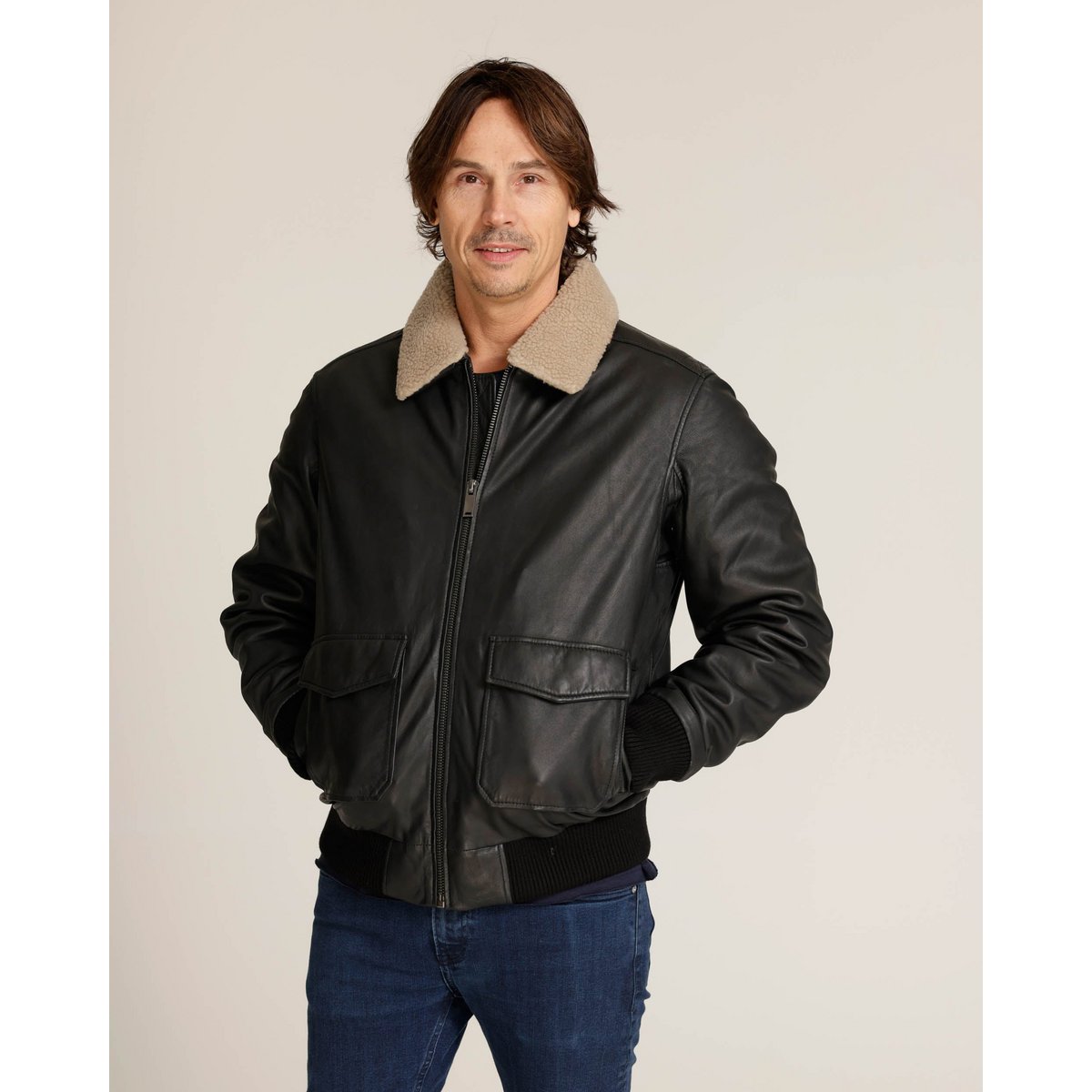 Jackson │ Shearling Leder Bomberjacke