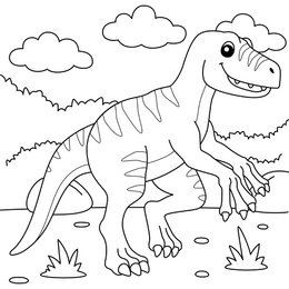 Colorable self-adhesive poster - Dino
This image depicts a cartoon dinosaur in a natural outdoor setting. The dinosaur appears to be a friendly, smiling herbivore with a long neck and tail. The image has a simple, line-drawn style and includes clouds in the sky. This product would likely appeal to children and could be used for coloring, decorating, or educational purposes related to dinosaurs.