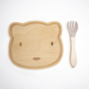 Kinderplankbeer met vork beige