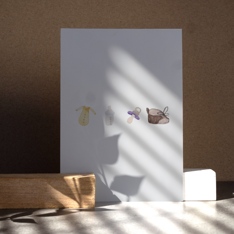 Ansichtkaart »Babyaccessoires«, DIN A6, gerecycled papier