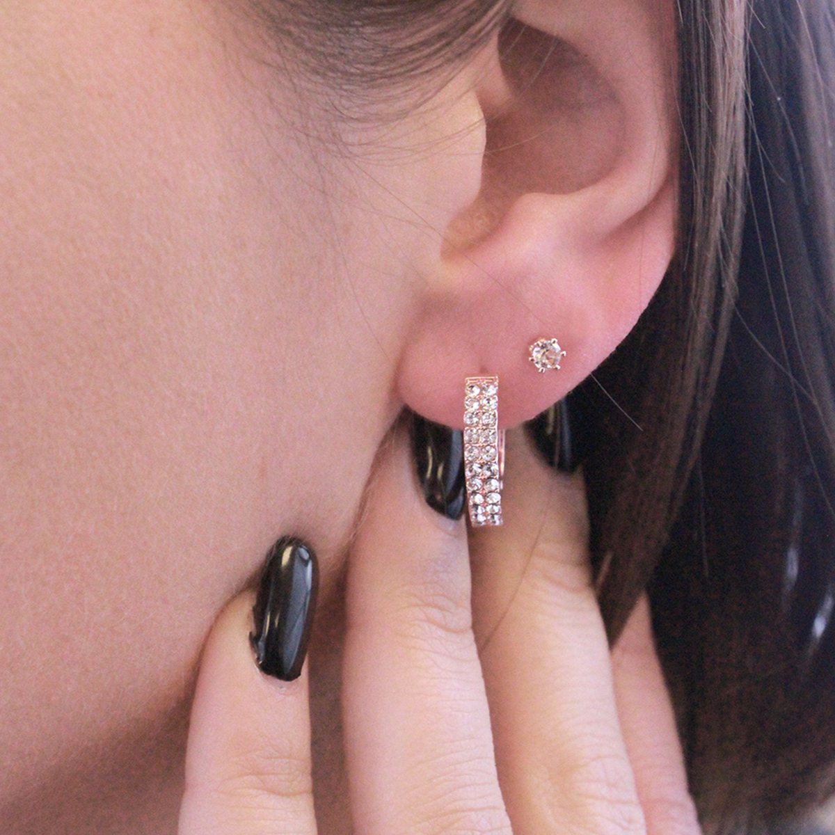 Boucles d'oreilles Glamour - Or Rosé et Cristal