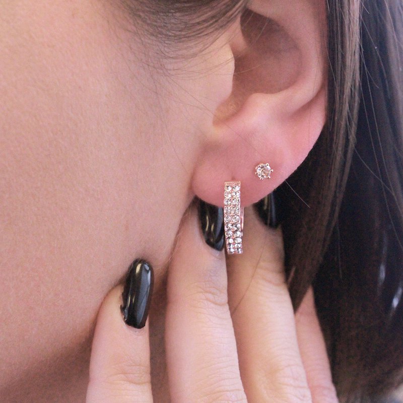 Boucles d'oreilles Glamour - Or Rosé et Cristal