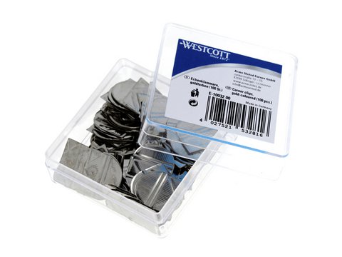 Hoekclips Westcott zilver kunstst. doos 100 stuks