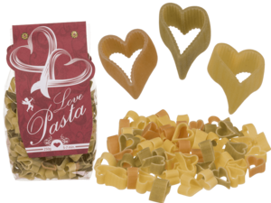Three coloured durum wheat pasta with tomato &,