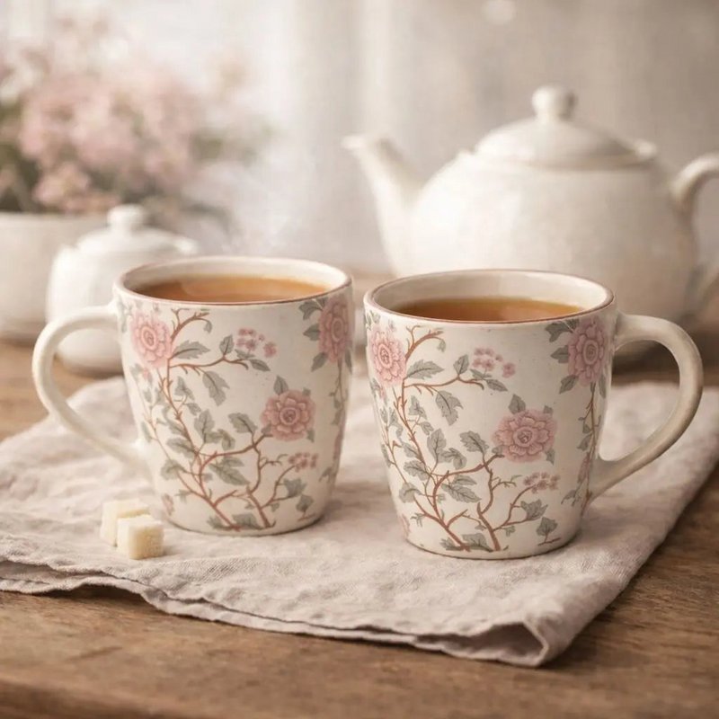 Kaffeebecher | Handgefertigte Pfingstrose handgefertigt | Steingut
