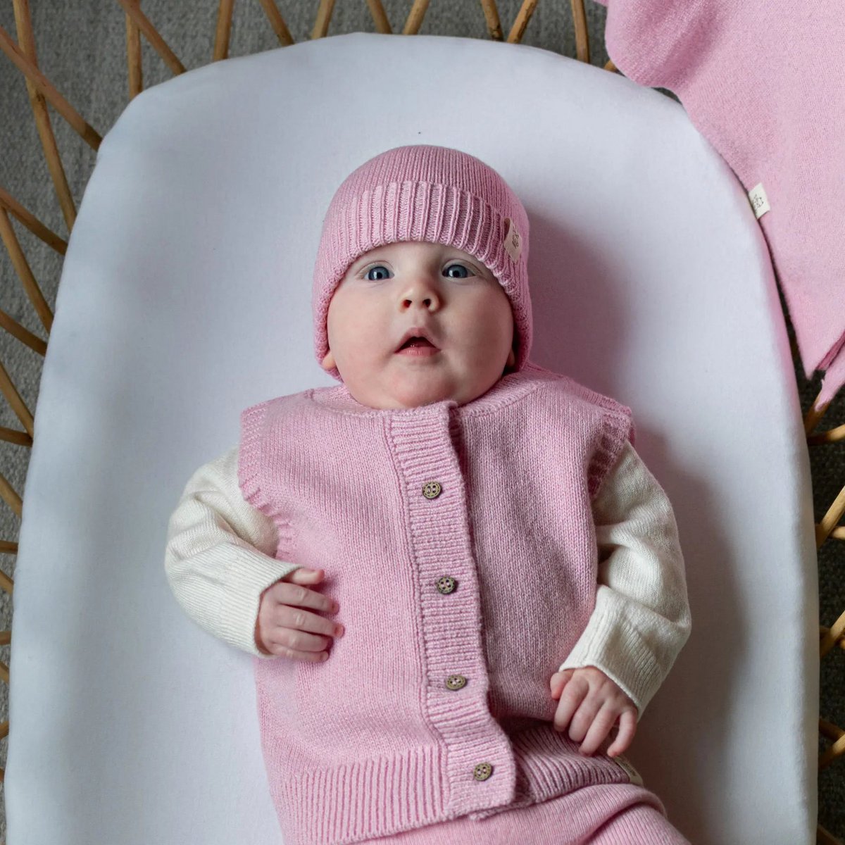 Muts van merino en kasjmier (fijn gebreid)-roze