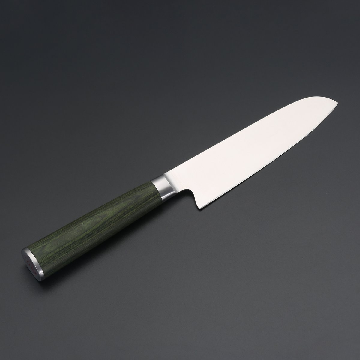 Miyazaki Kodawari Santokumesser 5", Griff Pakkaholz grün