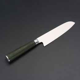 Miyazaki Kodawari Santokumesser 5", Griff Pakkaholz grün