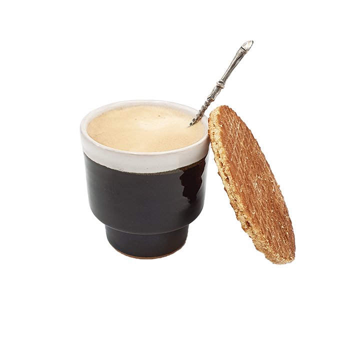 Tasse-Kerzenhalter-Topf Breites 2-Ton-Schwarz mit weißem Rand 200-040