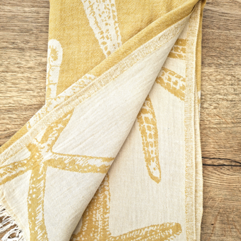 Hamamtuch aus Baumwoll-Jacquard mit Seesternmuster