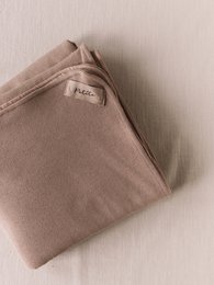 Couverture tricot + mousseline / beige foncé