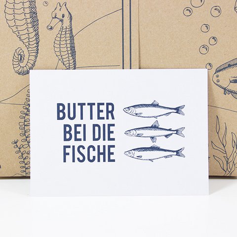 Postkarte Butter bei die Fische